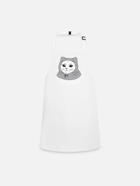 Weiße Main Coon Katze Cat Outfit für - Schürze für Kinder - Weiß - Vorne