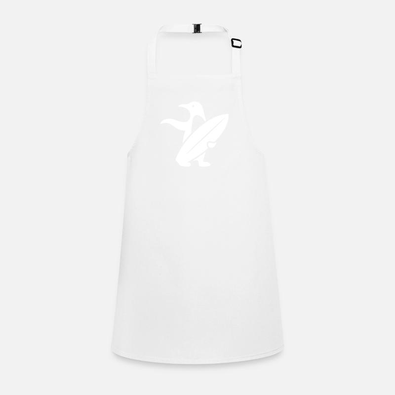 Penguin Surfer Silhouette Surf Minimalista - Grembiuli per bambini - bianco