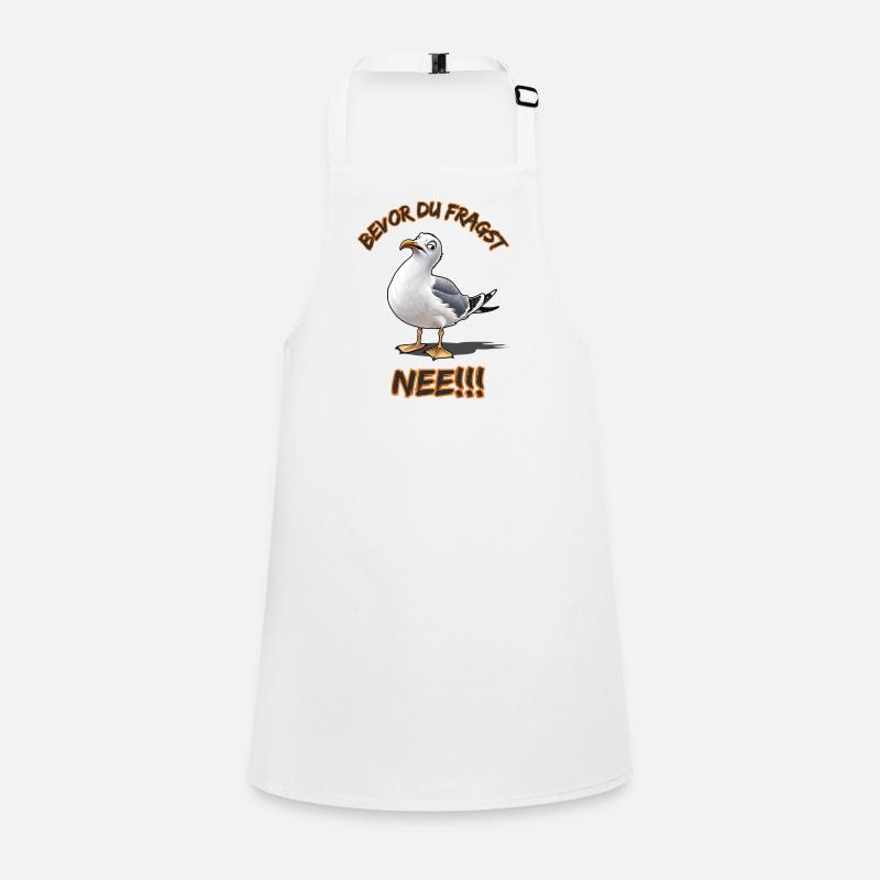 Lustiger Spruch mit Möwe Bevor du fragst Nee !!! Schürze für Kinder