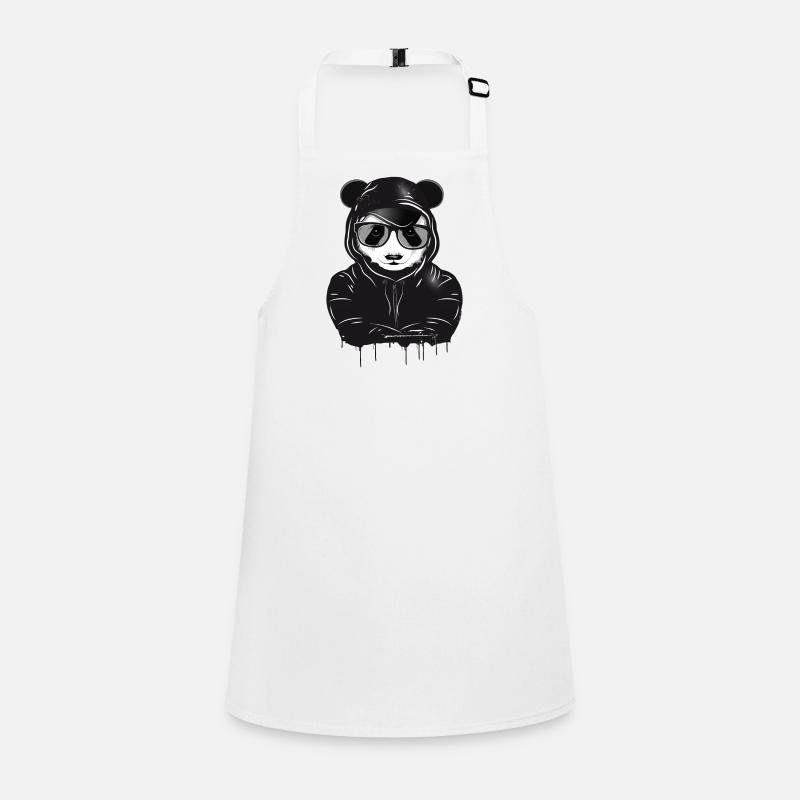 Drôle d’ours panda avec sweat à capuche, casquette de baseball et lunettes Tablier Enfant