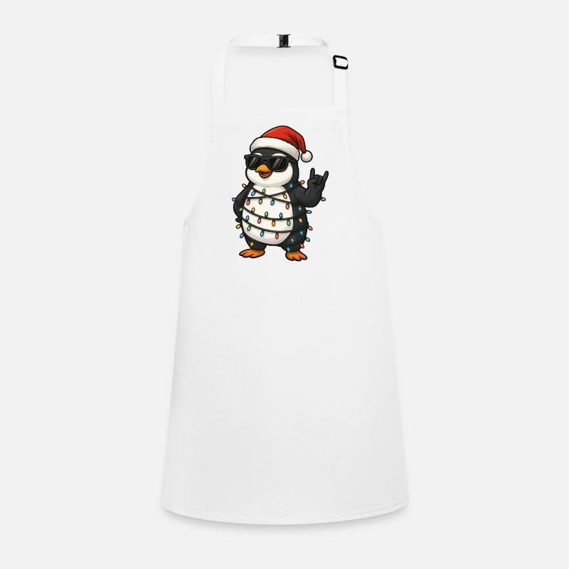 Clumsy Penguin Christmas String Lights Chaos Cool Children's Apron