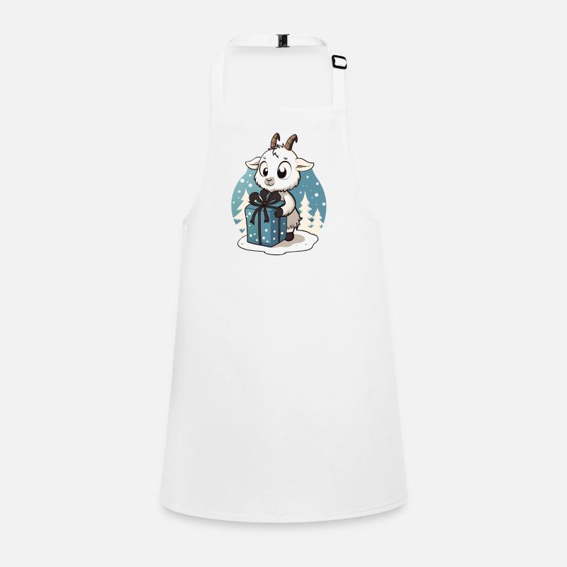 Cute goat unwrapping gift Children's Apron