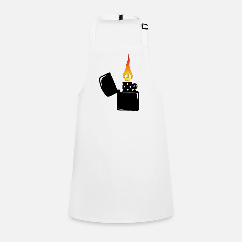 flaming skull and black lighter Children's Apron