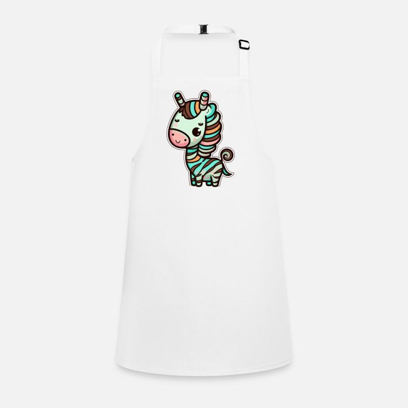Kawaii Cute Happy Rainbow Zebra Children's Apron