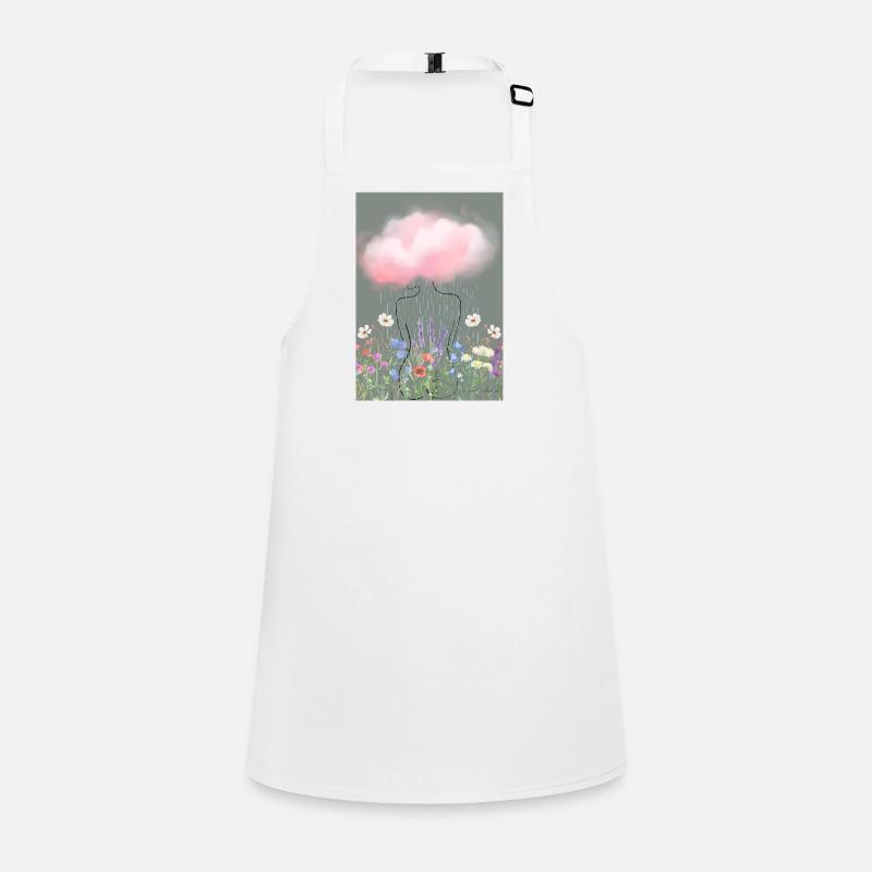 Floral Rain Silhouette Under Pink Cloud Children's Apron