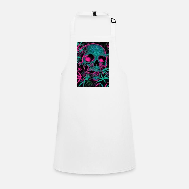 Neon Skull with Cannabis Leaf Pattern Children's Apron