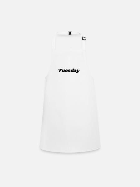 Tuesday – Black lettering - Children's Apron - white - Front