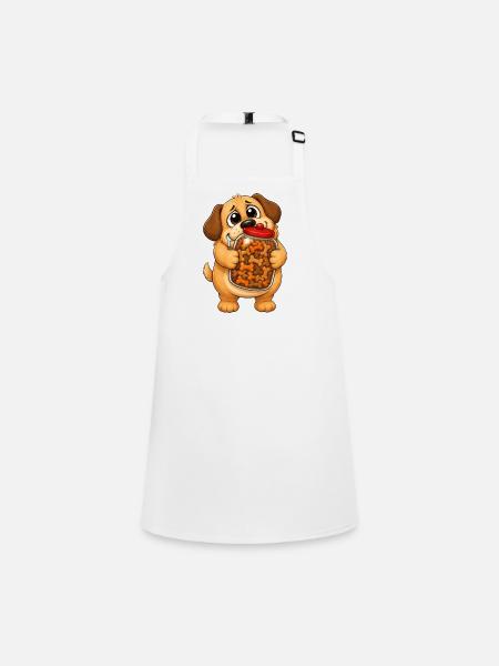 Drooling Dog Treat Jar Obsession - Children's Apron - white - Front
