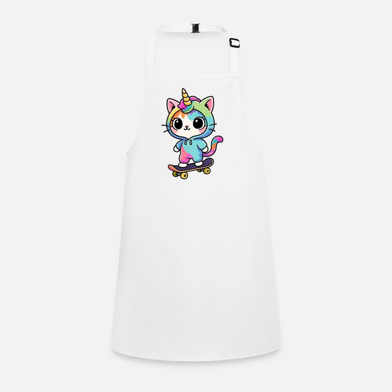 Regenbogen Einhorn Katze Schlittschuh Schürze für Kinder