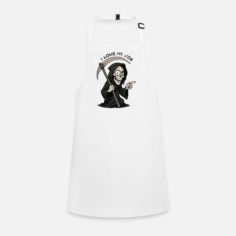 Grim Black Grim Reaper Smiling Children's Apron