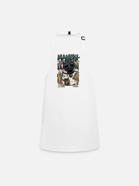 Maneki Oni Japanese Cat Streetwear Art Anime Kawai - Children's Apron - white - Front