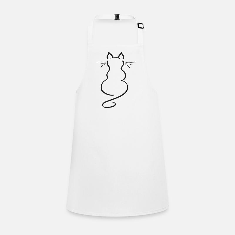 Cat Minimalist Line Back Plain Thick Children's Apron