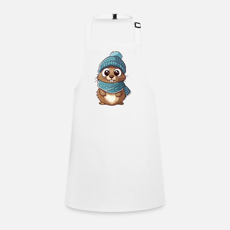 Cute gopher with scarf and bobble hat. Children's Apron