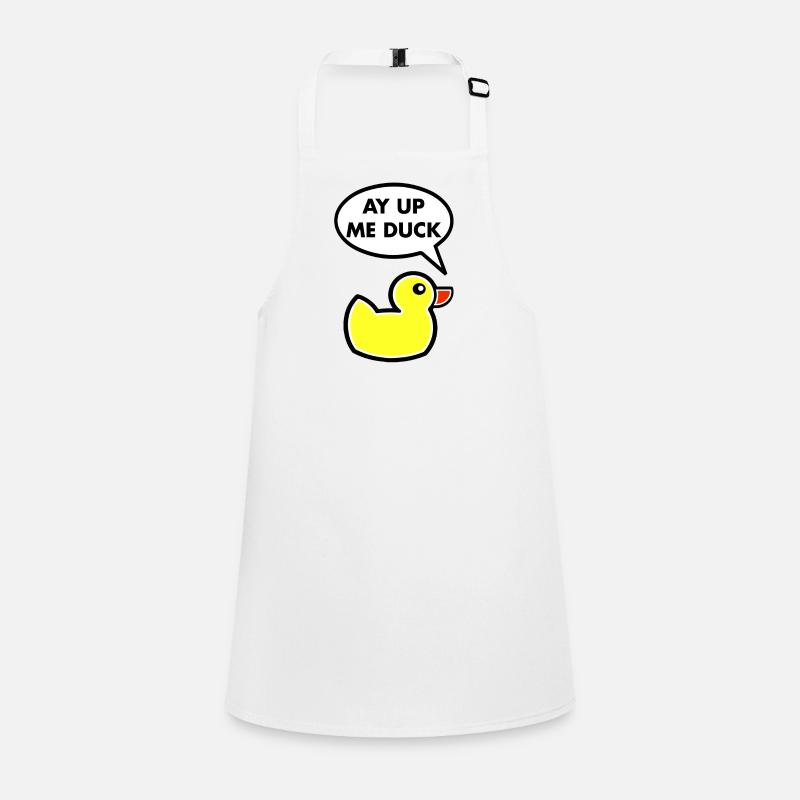 AY UP ME DUCK DESIGN - Children's Apron - white