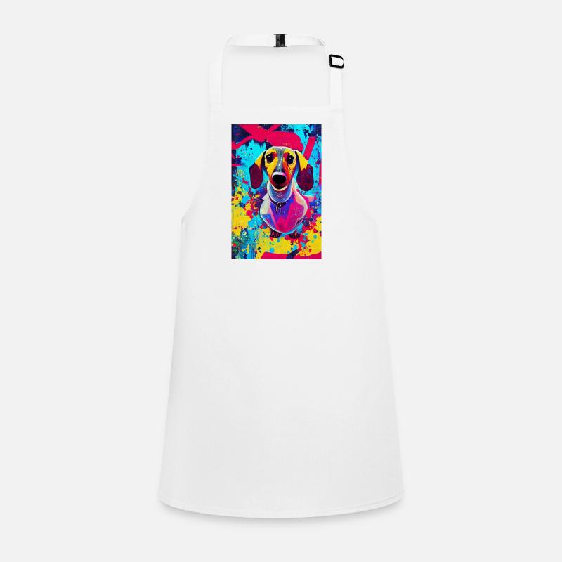Impression pop art moderne | Teckel avec graffiti coloré Tablier Enfant
