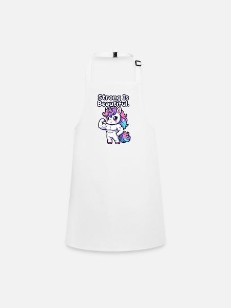 Strong Is Beautiful Unicorn - Children's Apron - white - Front