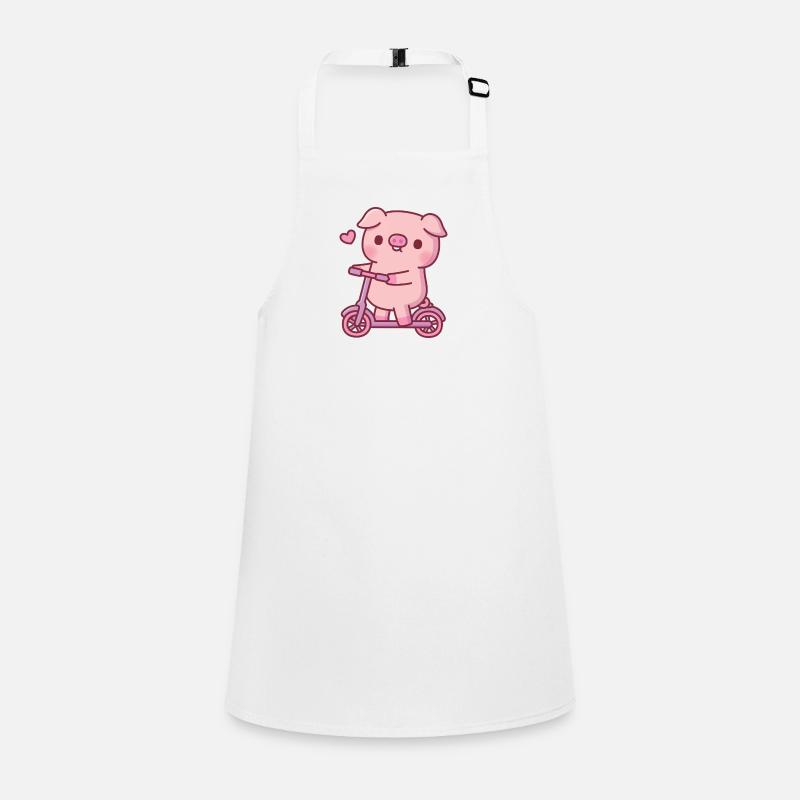 Cochon mignon jouant sur une trottinette Tablier Enfant