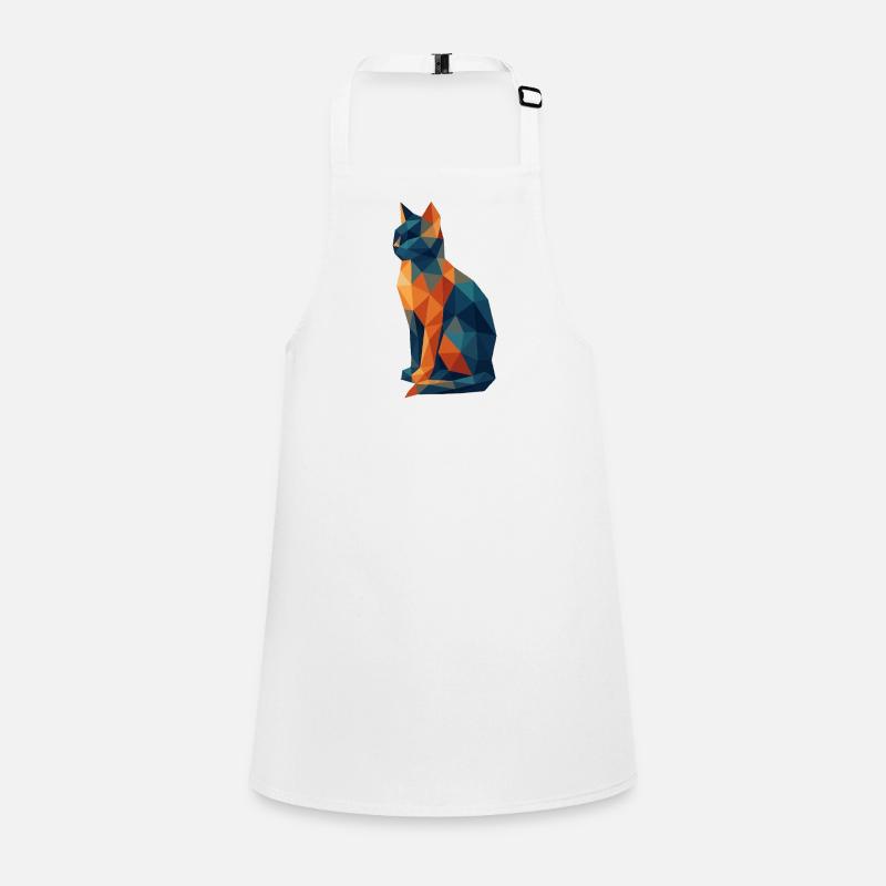Geometric Polygon Cat BlueOrange Children's Apron