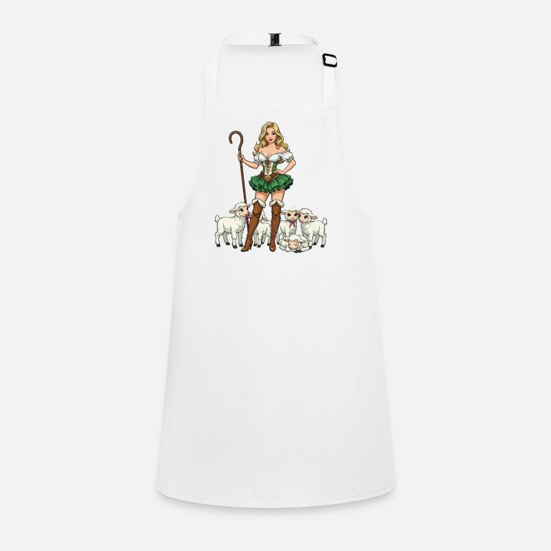 Bergere Dirndl et Agneaux Tablier Enfant