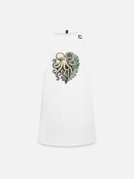 Octopus with coral flowers - Children's Apron - white - Front