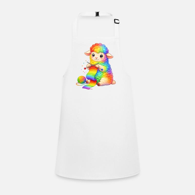 Cute Rainbow Sheep Knitting Children's Apron