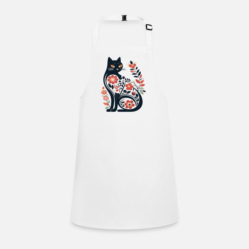 Silhouette de chat avec des motifs floraux Tablier Enfant