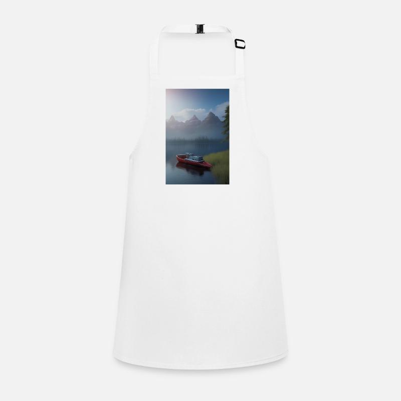 Paysage avec lac, bateau et montagnes Tablier Enfant