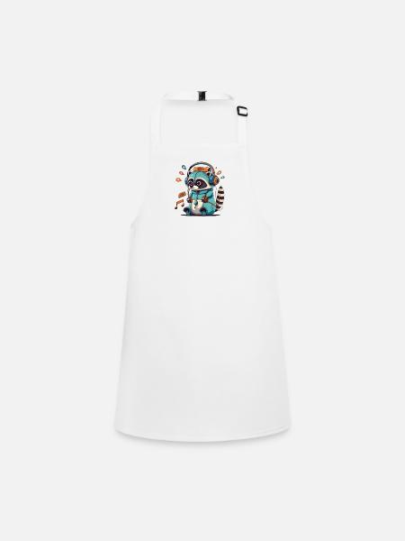 Raccoon DJ Hoodie in Aqua Neon - Children's Apron - white - Front