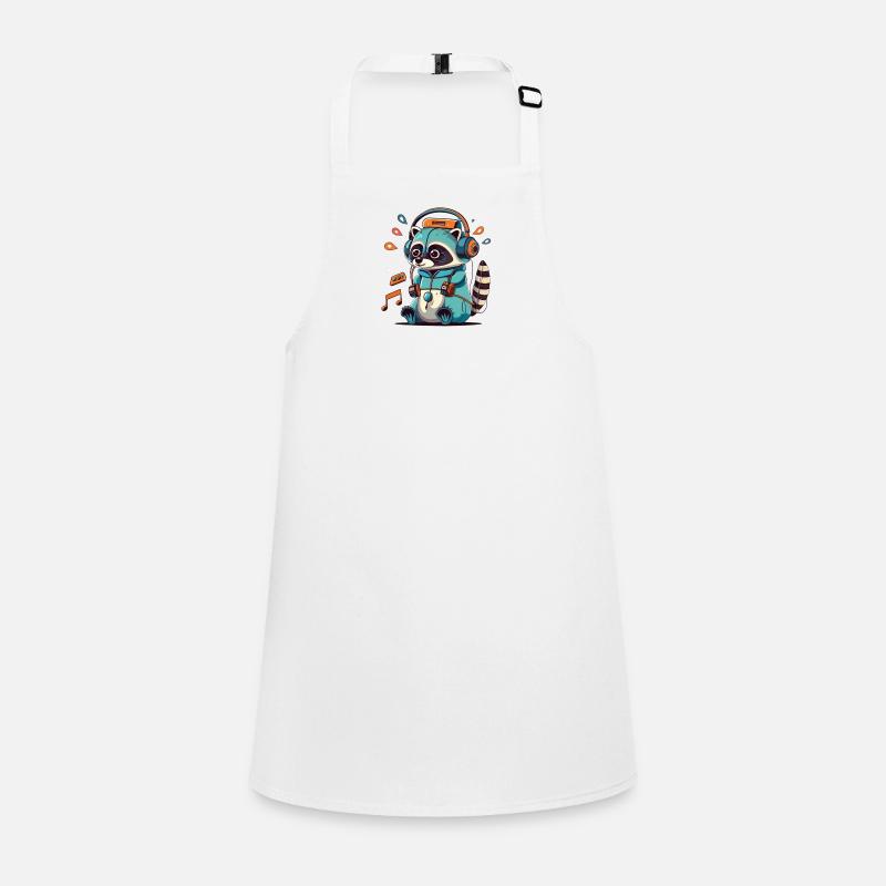 Waschbär DJ Kapuzenpullover in Aqua Neon Schürze für Kinder