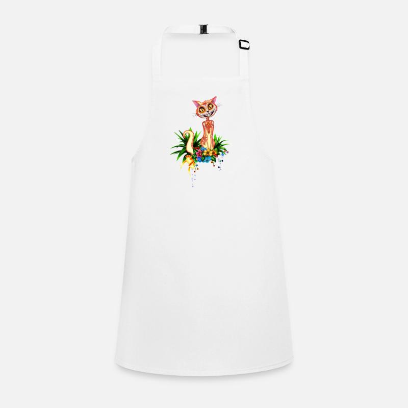Mignon chat crâne de sucre avec des fleurs Tablier Enfant