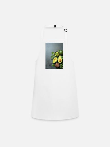 Avocado Spinat Anthrazit - Schürze für Kinder - Weiß - Vorne