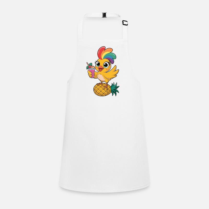 Cute Tropical Chicken with Rainbow Feathers Children's Apron