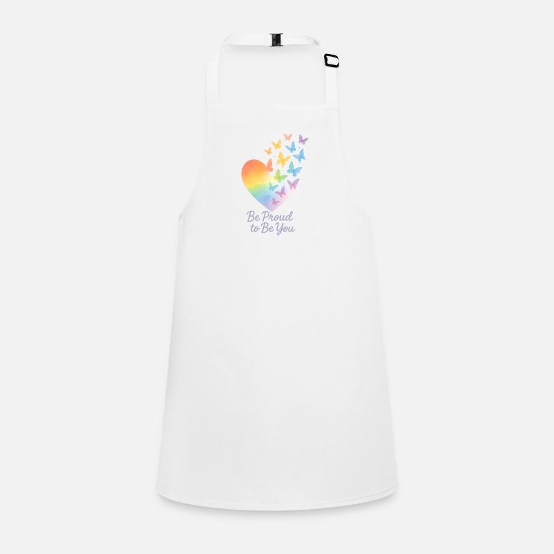 Be Proud to Be You – Regenbogen-Herz mit Message Schürze für Kinder