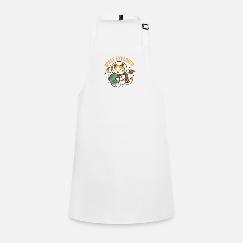 Explorateur de l’espace – Chat astronaute kawaii - Tablier Enfant - blanc