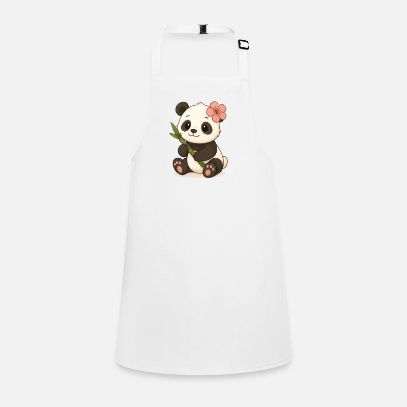 Cute panda bear with hibiscus leaf Children's Apron