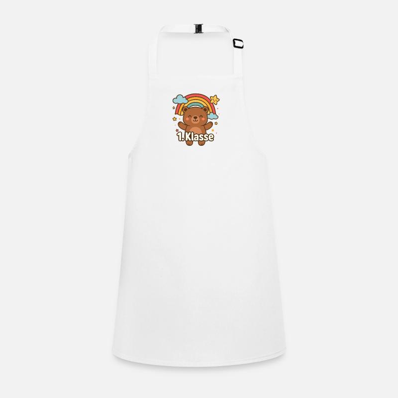 Cute Bear Child with Rainbow 1st Grade Children's Apron