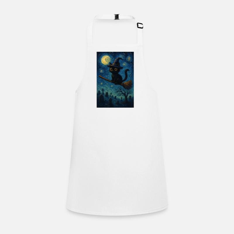 Nuit étoilée Halloween Kitty Tablier Enfant