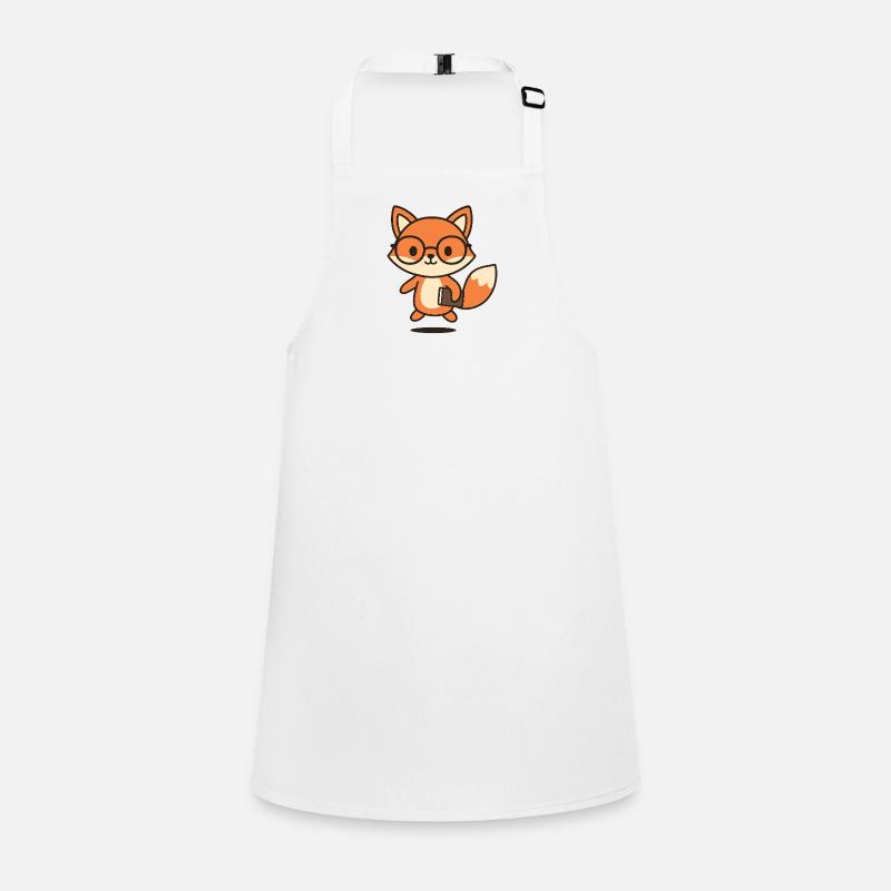 Cute smart fox guy with glasses and book Children's Apron