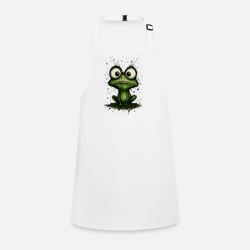 Funny Frog with Big Eyes – comic strip splash Children's Apron