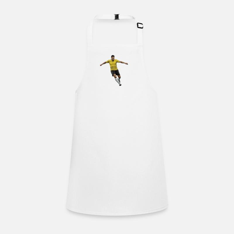Soccer Player Yellow Jersey Action Comic Style Children's Apron