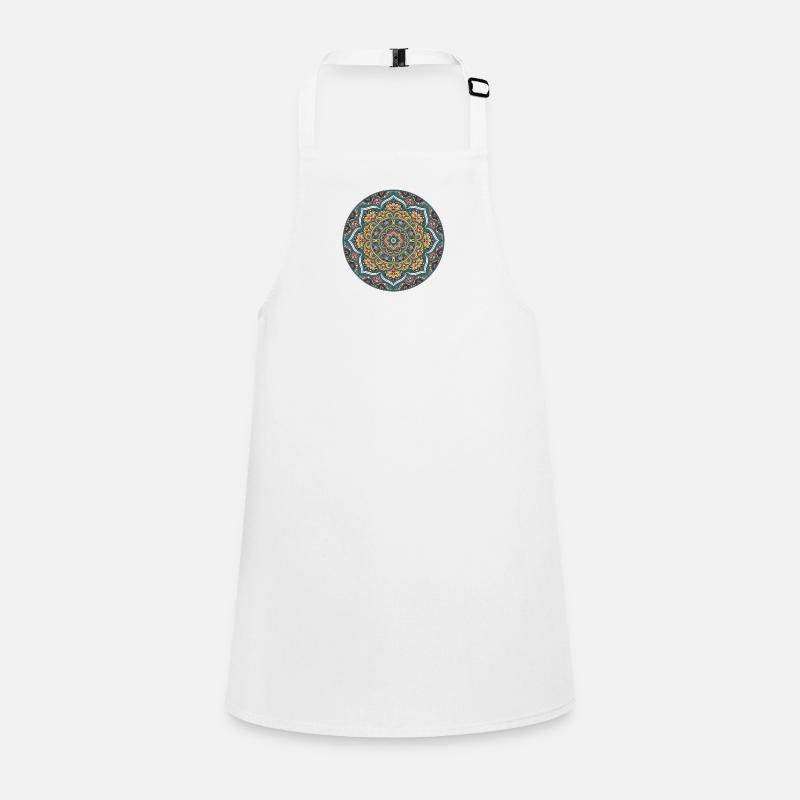 Mandala Circle Pattern in Blue Gold Children's Apron