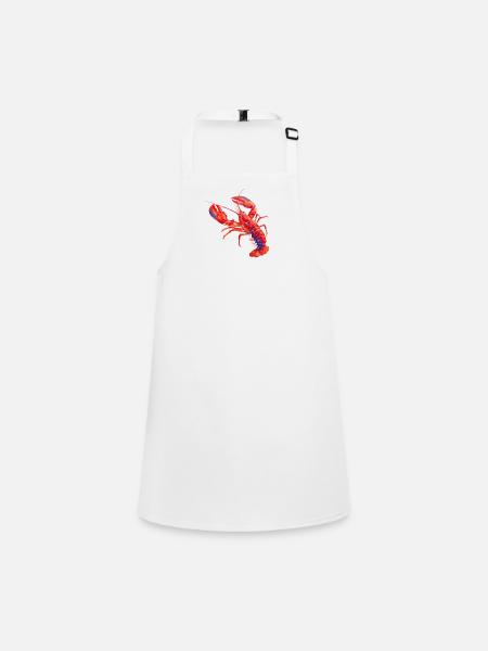 Homard rouge, illustration à l'aquarelle vive - Tablier Enfant - blanc - Devant