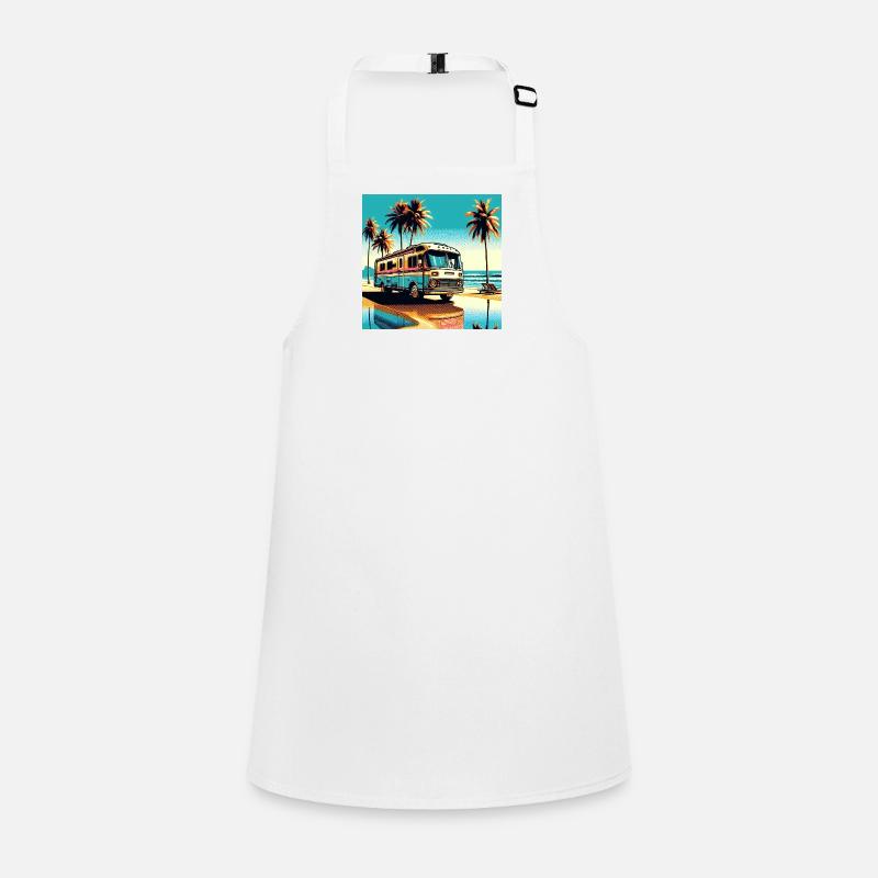 Retro camper on tropical beach Children's Apron