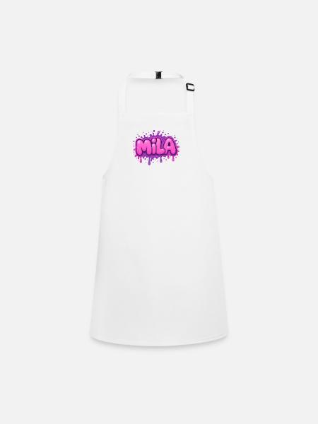Graffiti MILA Name Gift Ideal druckbar auf - Schürze für Kinder - Weiß - Vorne