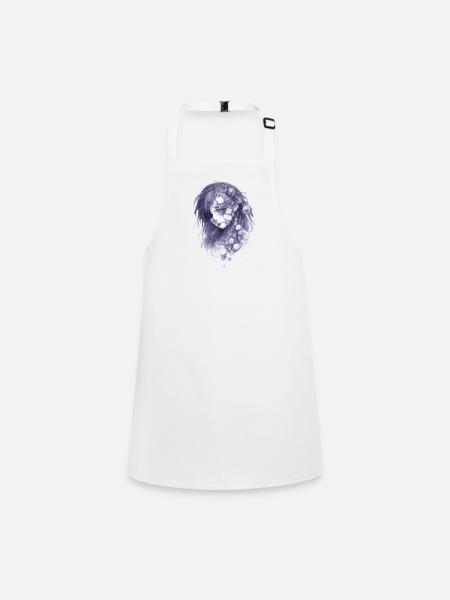 Portrait de tentacules en bleu | Fille Zombie - Tablier Enfant - blanc - Devant