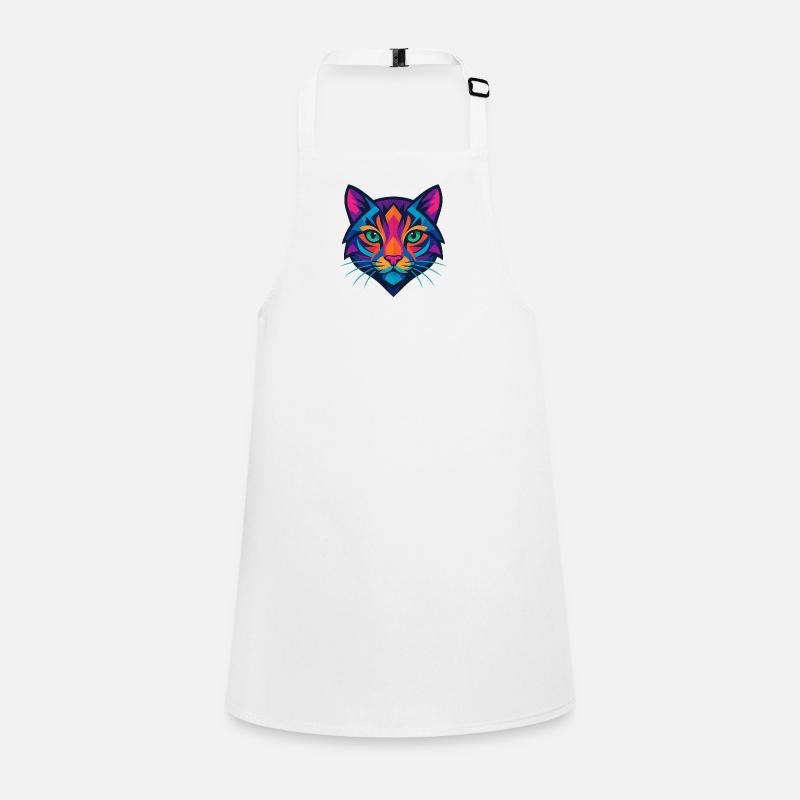 Colorful geometric cat face Children's Apron