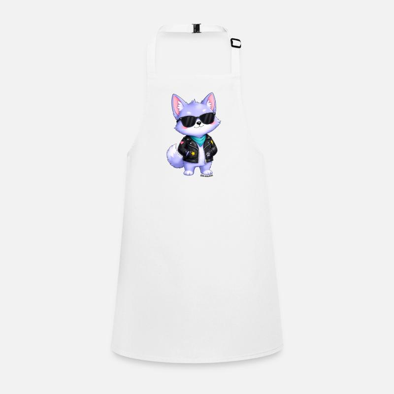 Kleiner lila Wolf Sticker Schürze für Kinder