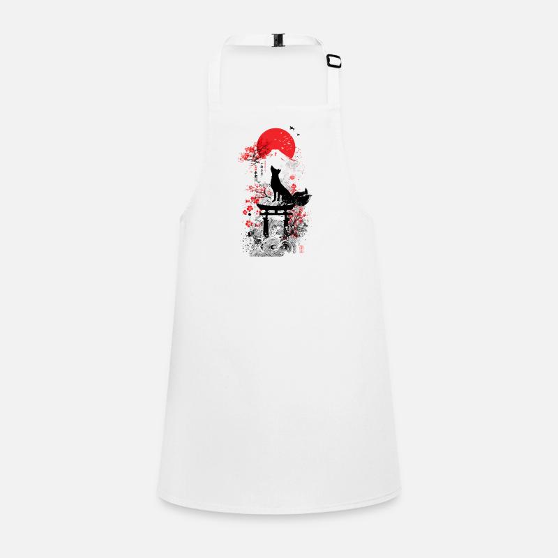 Fox in love under red sun Children's Apron