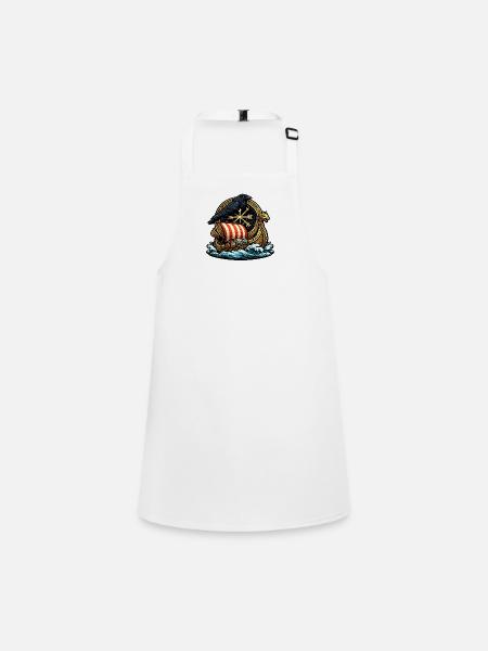 Rabenruder Viking-Schiff Emblem - Schürze für Kinder - Weiß - Vorne