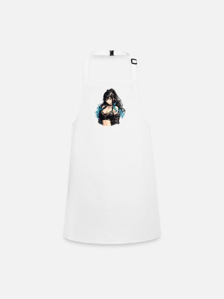 Gothic Anime Girl with Blue Flair - Children's Apron - white - Front